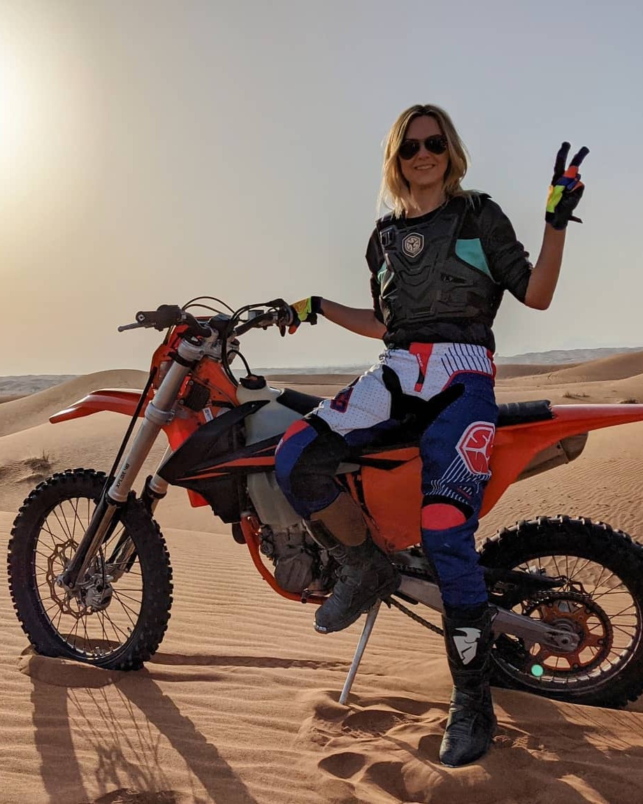 Adventure motorcycle on a mountain road